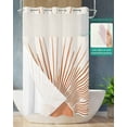 thumbnail image 2 of No Hook Shower Curtains with Snap in Liner, Boho Abstract Sun Waterproof Fabric Shower Curtain, Modern Beige Sun Light Lines Double Layers & See-Through Top Window Bathroom Curtains 36''x72'', 2 of 6