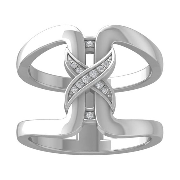 ARAIYA FINE JEWELRY 14K White Gold Round-shape Diamond Fashion Ring (1/10 cttw, I2-I3 Clarity, I-J Color) Size 7