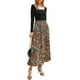 thumbnail image 2 of Vestido Maxi de Patchwork Vintage Inspire Chic para Mujer, Vestido de Fiesta de Cuello Cuadrado L Negro Verde, 2 of 6