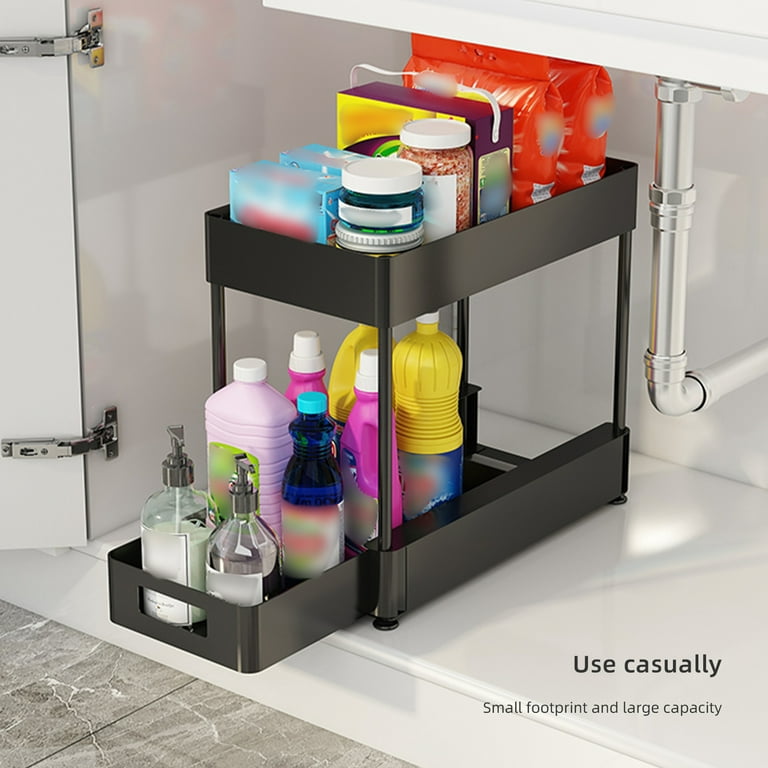 2Pack under Sink Organizers and Storage 2 Tier Pull Out Sliding Drawer  Multipurp