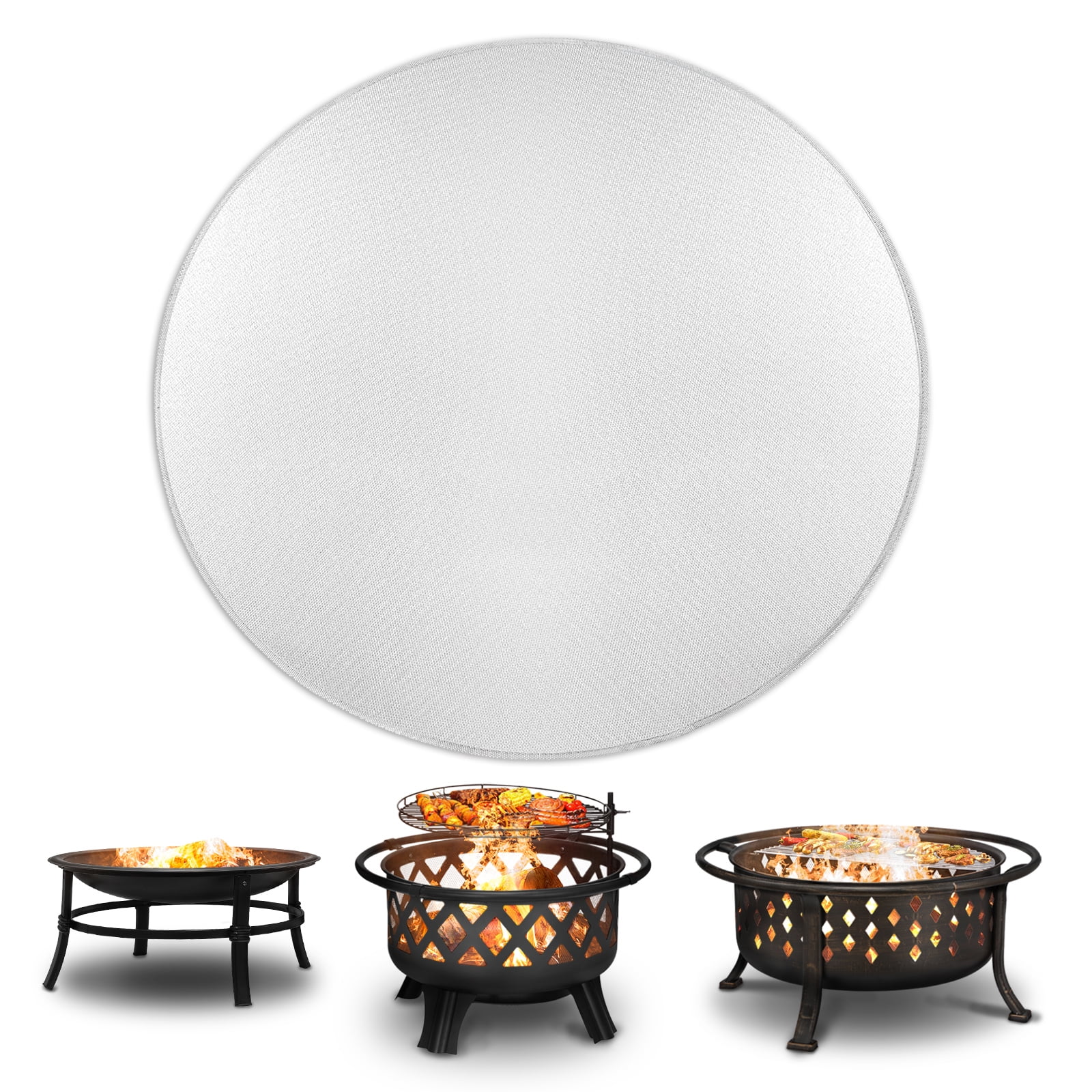 Fire Pit Mat & Grill 24/36 In Round Deck Protector Mat  Fireproof Pit High Temp 
