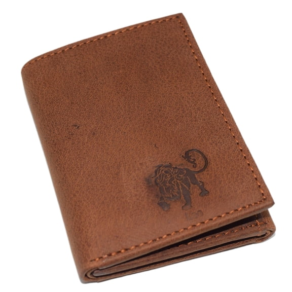 Leo Zodiac Sign RFID Blocking Cowhide Leather Men's Bifold Trifold Wallet Logo Trifold