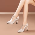 thumbnail image 4 of Women's Chunky Heels, Pointy Toe Ankle Strap, Closed Toe Dress Shoes for Party shoes, 4 of 15