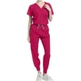 thumbnail image 2 of Hanen Scrubs for Women Set Modern V Neck Scrub Top & Cargo Pants Nursing Scrubs with 6 Pockets, 2 of 6