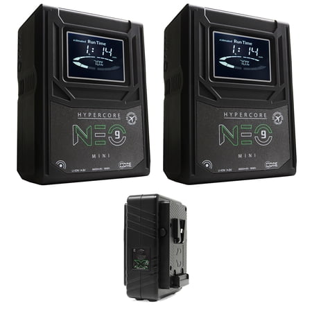 Core SWX Hypercore NEO 9 Mini 98Wh Lithium-Ion Battery, V-Mount (2-Pack) Bundle with Core SWX GPM-X2S Travel Battery Charger (V-Mount)
