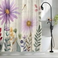 thumbnail image 2 of Watercolor Purple Flowers Fabric Shower Curtain Daisy Leaf Plant Retro Washable Shower Curtains for Bathroom, Waterproof Bath Curtain with Hooks Home Decor 36x72in, 2 of 8
