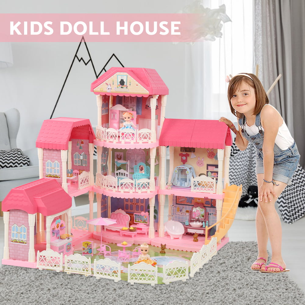 Portable dollhouse Handbag for dolls Travel Dollhouse Fabric doll house Children's pink Handbag Doll house room Kids handbag