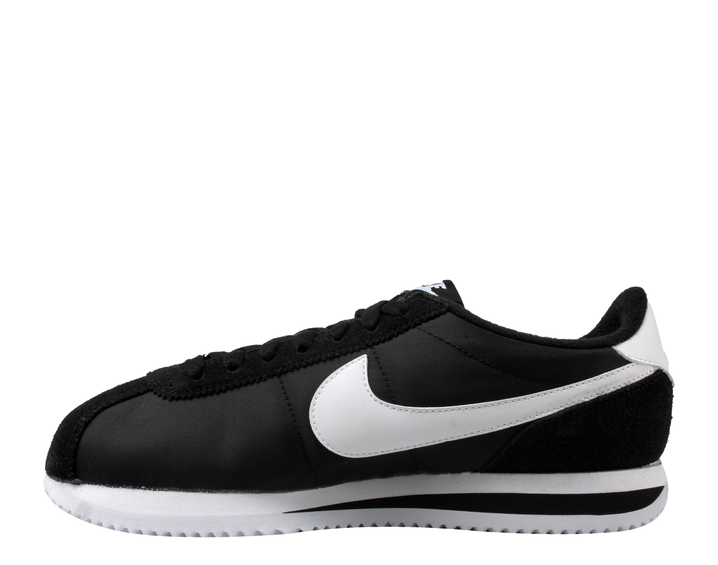 Nike Men's Cortez Basic Nylon Leather Athletic Fashion Sneakers Black Size 
