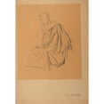 thumbnail image 2 of Franz Jaschke 11x14 Gold Ornate Wood Frame and Double Matted Museum Art Print Titled - Figure Study of a Man Who is Sitting to the Left, Dressed with a Cloth, 2 of 4