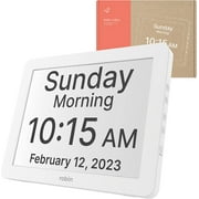 Robin Clock with Day and Date for Elderly, Clocks for Seniors, Dementia Clock, Digital Calendar Clock Elderly Bedside Clocks Seniors Alzheimers Products Dementia Clocks Seniors Extra Large, White 12"