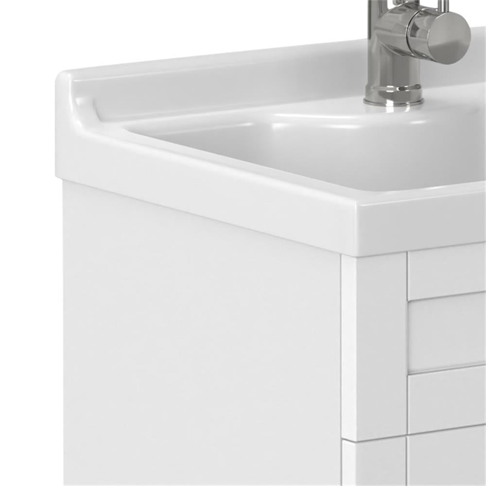 Pemberly Row 24-inch ABS Utility Sink & Cabinet in Pure White