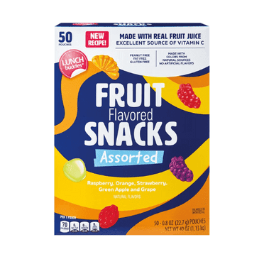 Fruit Flavored Snacks Assorted 50 Pouches 40 oz