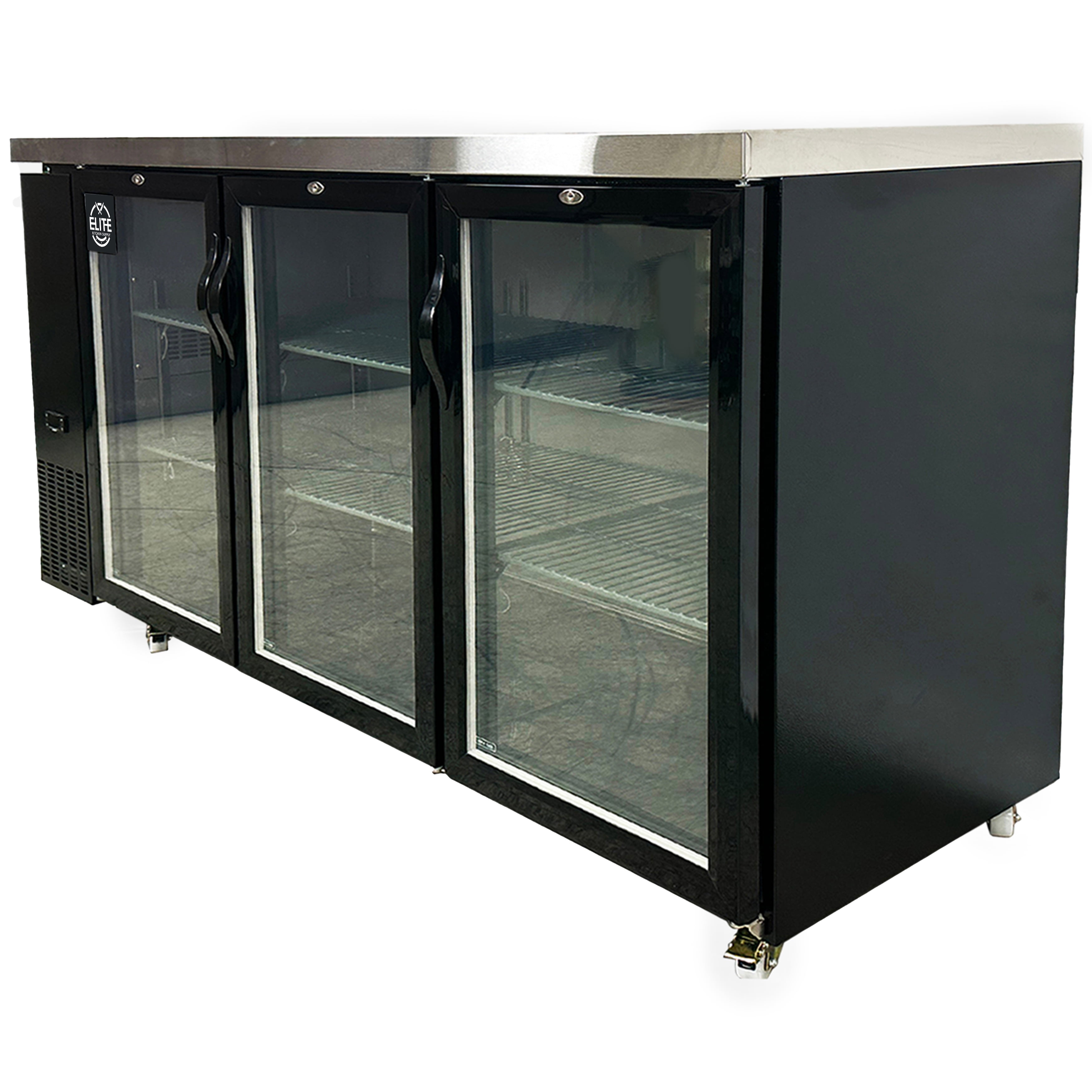 72 in. 3 Glass Door Commercial Back Bar Cooler, 19.5 Cu.Ft Beer Fridge, Under Counter Refrigerator