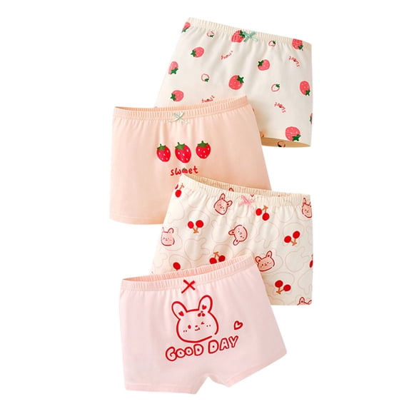 4 Pack Soft Girls Boyshort Panties Cotton Cute Boxer Briefs Little Girl's Underwear Teen Toddler Undies Size 14 Years