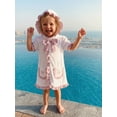 thumbnail image 5 of BemeyourBBs Toddler Baby Girls Swim Cover Up Swimwear Ruffle Poncho Kids Swimsuit Coverup Plaid Front Bow Beach Bathing Suit Bathing Robe Short Sleeve Hooded Coverups Beachwear Wrap with Pockets, 5 of 9