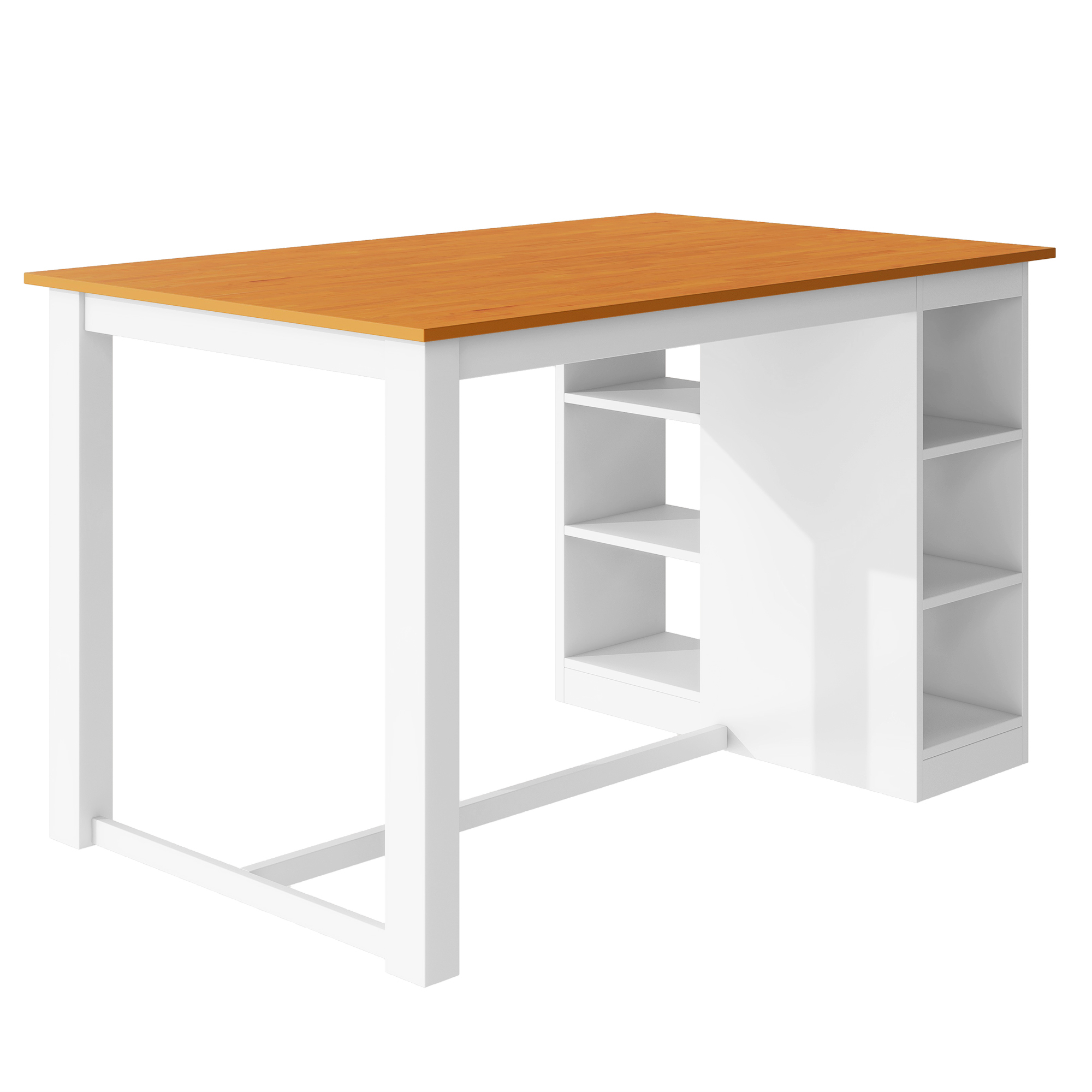 Euroco 5 Piece Counter Height Dining Table Set, Solid Wood Farmhouse Kitchen Table Set with Open Storage Shelves for 4,Peferct for Small Place,White
