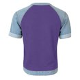 thumbnail image 5 of Miluxas Women's Denim Raglan Sleeve T-Shirt Crew Neck Color Block Casual Summer Basic Tops Purple, 5 of 5