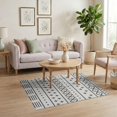 thumbnail image 3 of ODIKA 4'x6' Black White Striped Geometric Diamond Washable Area Rug Inspired Horizontal Band Design with Dotted Non-Slip, Chair-Friendly, Flatwoven for Home Office, Under Desk, 3 of 7