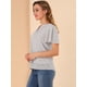 thumbnail image 4 of Top de gasa Allegra K con mangas de mariposa blusa informal holgada gris claro M, 4 of 6