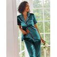 thumbnail image 3 of Ekouaer Silk Satin Pajamas Set Women Short Sleeve Sleepwear Soft Button Down Loungewear Pjs Set, 3 of 6