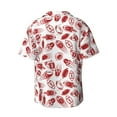 thumbnail image 5 of Uemuo Red Football Pattern Cotton Linen Short Sleeve Shirts,Casual Lightweight Button Down Shirts,Vacation Beach Summer Tops-Medium, 5 of 7