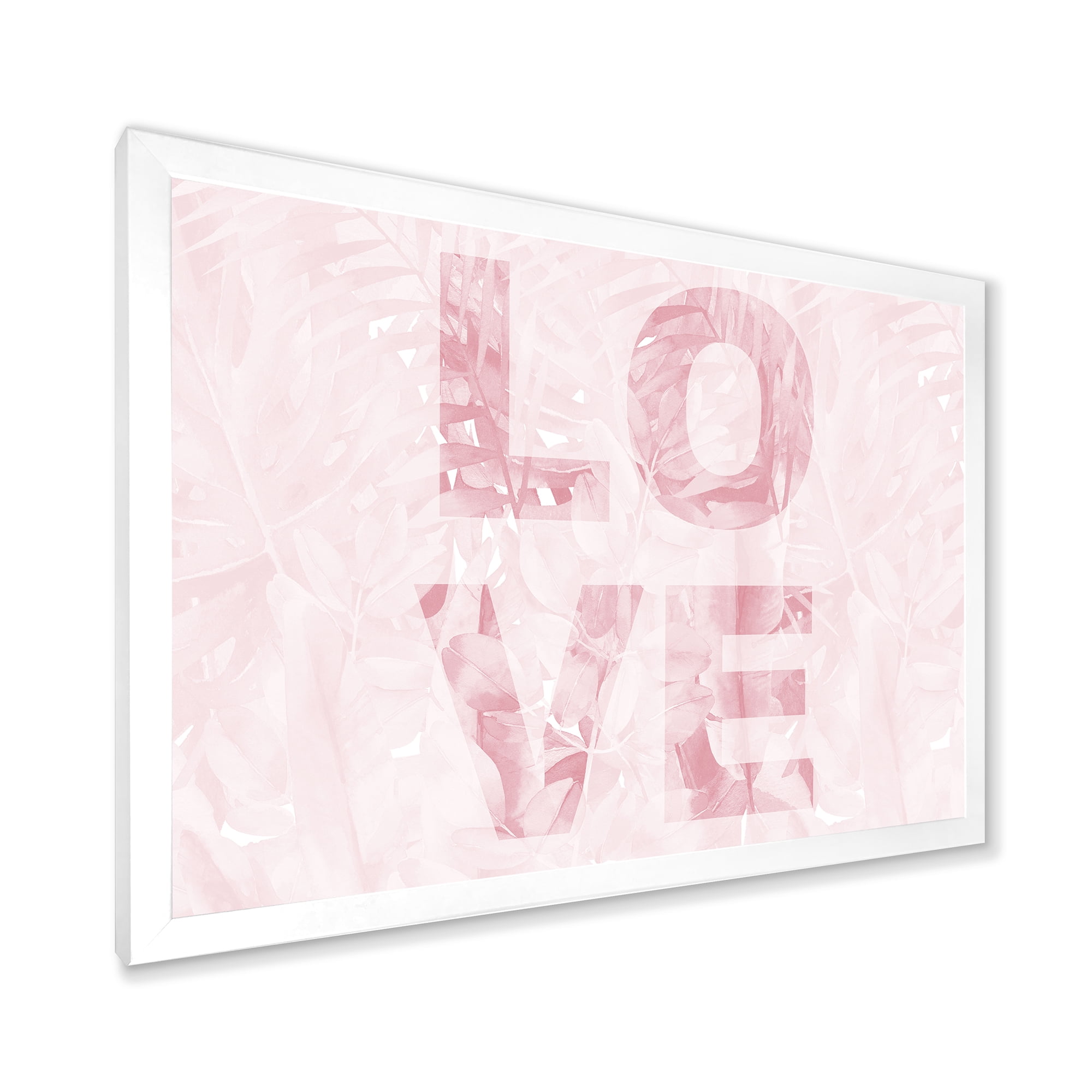 Designart 'Pink Pastel Love Abstract ' Shabby Chic Framed Art Print