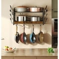 thumbnail image 4 of Hanging Pot Rack Pot Rack Wall Mounted 2Tier Kitchen Pot And Lid Organizer WallMounted Pot Rack With 12 Hooks For Kitchen Storage Of Pots Pans Utensils Rustic Brown TPR02BF, 4 of 9