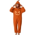 thumbnail image 6 of Mutghys Halloween Onesie Adult Orange Pumpkin Print Flannel Full Zip Hooded Bodysuit Festival Party Soft Comfy Warm Winter Jumpsuit S-2XL, 6 of 6