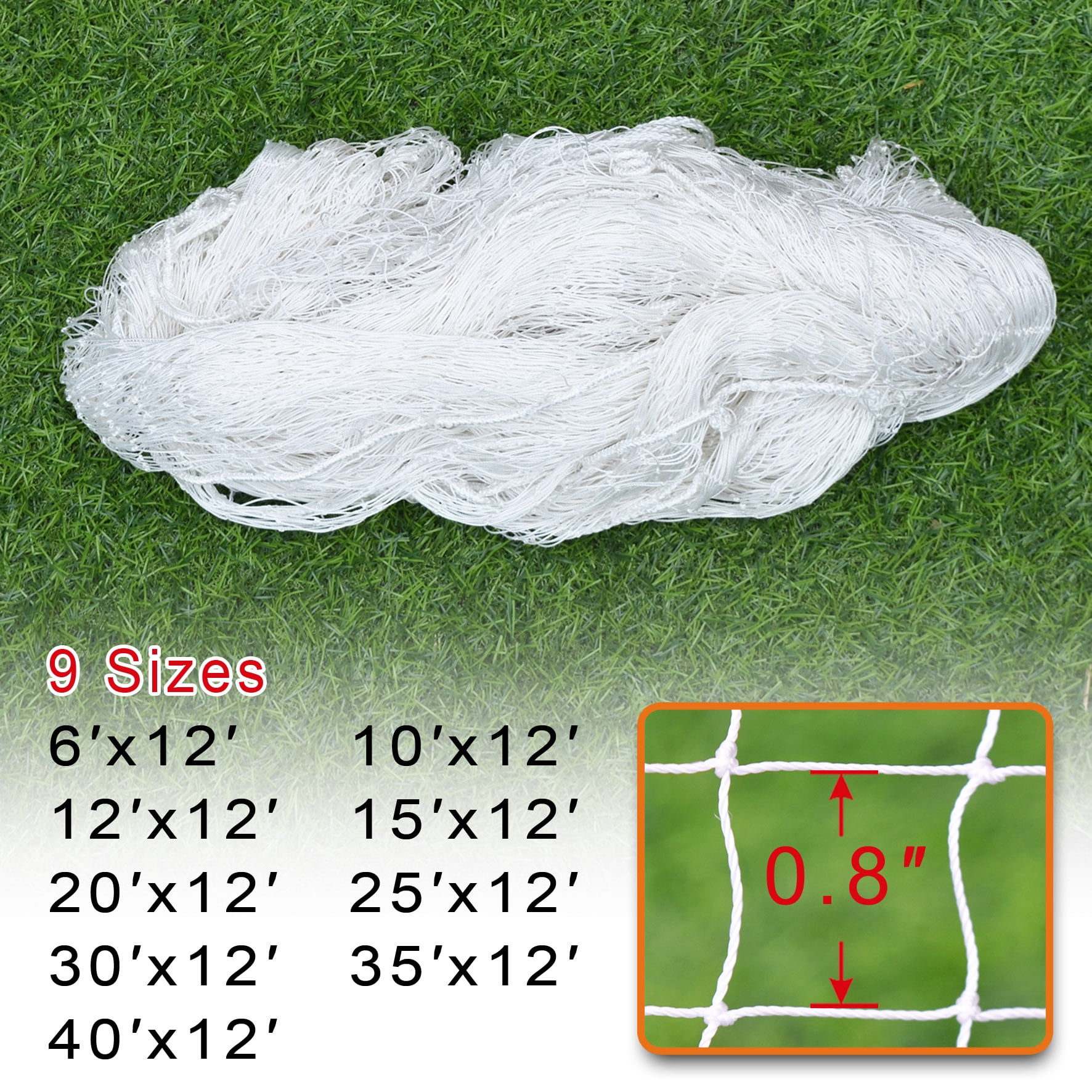 Sunny Sports Netting Replacement Nylon Barrier Net, Multi-Sport Use, Golf Net, LaCrosse, Street Hockey Netting-15' x 12'