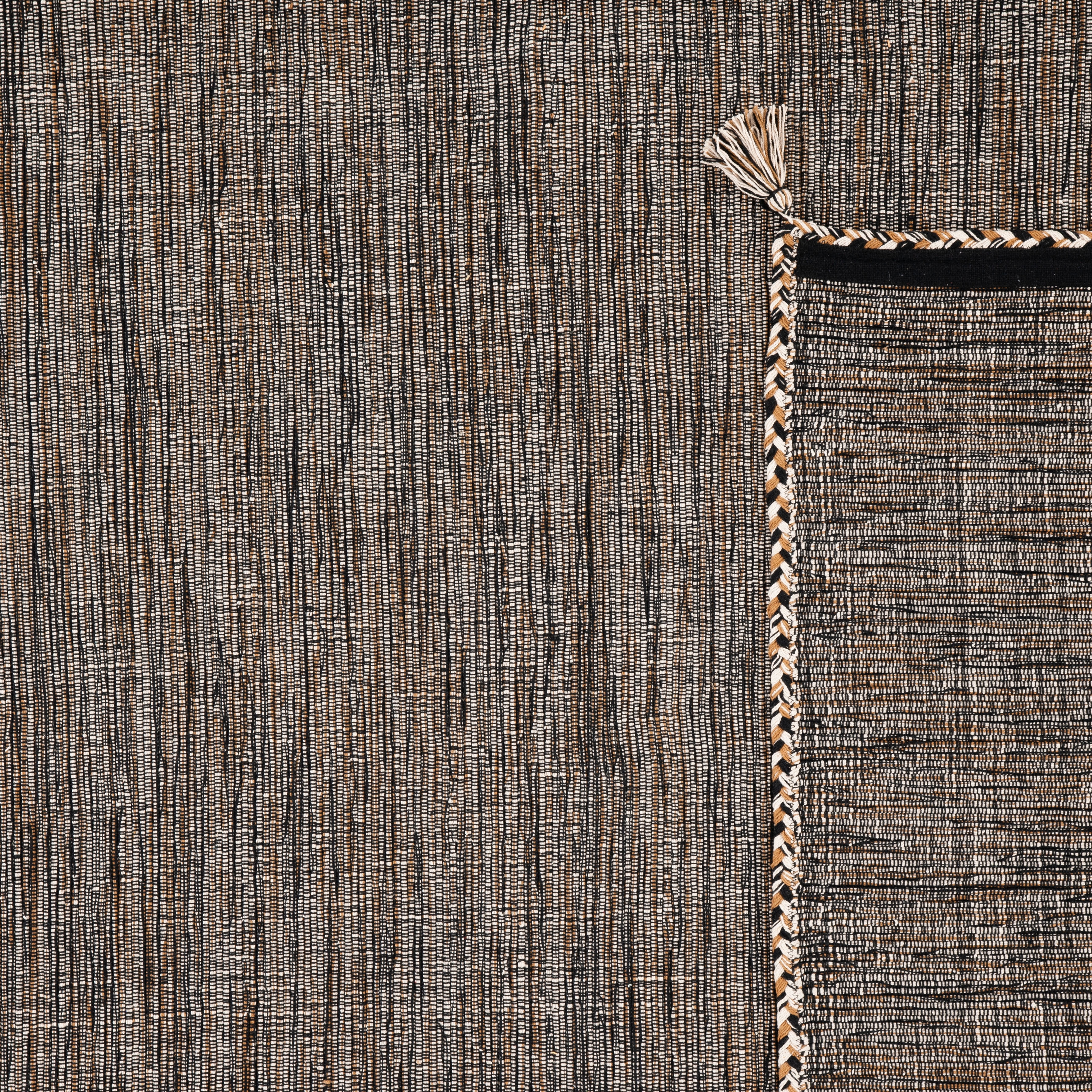 SAFAVIEH Montauk Bijar Solid Cotton Runner Rug, Beige/Black, 2'3" x 8'