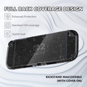 PlayVital Clear Series Protective Case for Nintendo Switch 2, Anti-Scratches Hard Shell Dockable Grip Cover with Extra Foldable Stand & Thumb Grips - Clear Glitter Silver