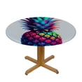 thumbnail image 3 of PIKWEEK Blue Pink and Yellow Pineapple Round Tablecloth Waterproof White, 3 of 8