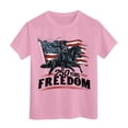 thumbnail image 5 of mgoYE 250th American Anniversary Girls Tee Girls Boys American Flag Shirts USA Flag Stars Stripes Graphic Blouse Patriotic Shirt 4th of July T Shirt Summer Tops Tee(Pink,13-14 Years), 5 of 5