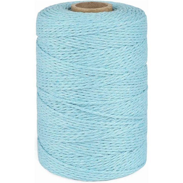 200M/656 Feet Cotton String,Light Blue String,Cotton Cord Craft String Bakers Twine for DIY Crafts and Gift Wrapping-2mm
