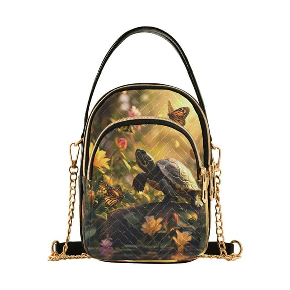ALAZA Chain Crossbody Bags for Women Turtle Butterfly Sunset Shoulder Handbag Phone Purse