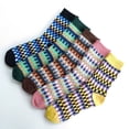 thumbnail image 1 of Namzi Paquete de 5 pares de calcetines de lana de punto gruesos, suaves y cálidos para mujer, estilo vintage, ideales para invierno y clima frío. Multicolor-Cuadros., 1 of 4