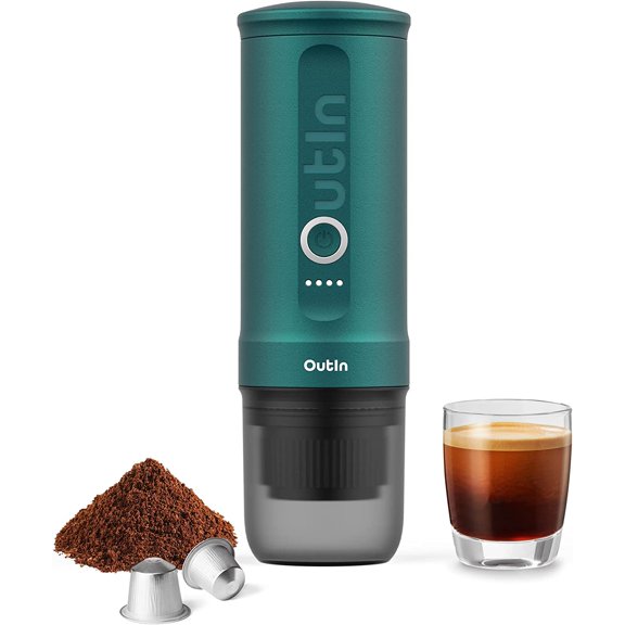 Nano Portable Electric Espresso Machine with 3-4 Min Self-Heating, 20 Bar Mini Small 5V Car Coffee Maker, With NS Capsule & Ground for Camping, Travel, RV, Hiking, Office Teal