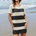 thumbnail image 4 of Qiopertar Robe Décontractée à Manches Courtes Col Rond Patchwork Ajouré Grandes Économies de Vacances! Moins de 5$ jusqu'à 90 % de Réduction, 4 of 8