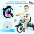 thumbnail image 4 of Babyjoy 3-in-1 Kids Tricycle with Lighted Wheels Folding Toddler Trike with Adjustable Seat Blue, 4 of 9