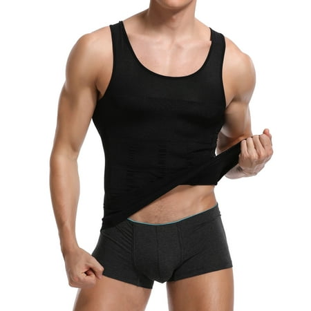 

MISS MOLY Mens Slim Body Shaper Vests Shirt Abs Abdomen Slimming Shirt Tummy Waist Vest Lose Weight Undershirts