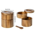 tumgatte Wood Pepper Bowl Storage Box Container with Built In Spoon and