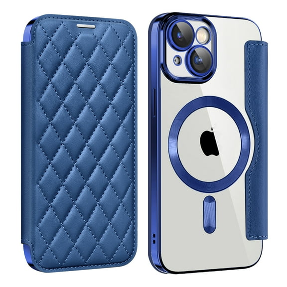 for iPhone 14 Plus Case Compatible with Magsafe, Slim Fit Flip Protective PU Leather Wallet Case with RFID Blocking Card Slot Build-in Len Protector for iPhone 14 Plus, Royalblue