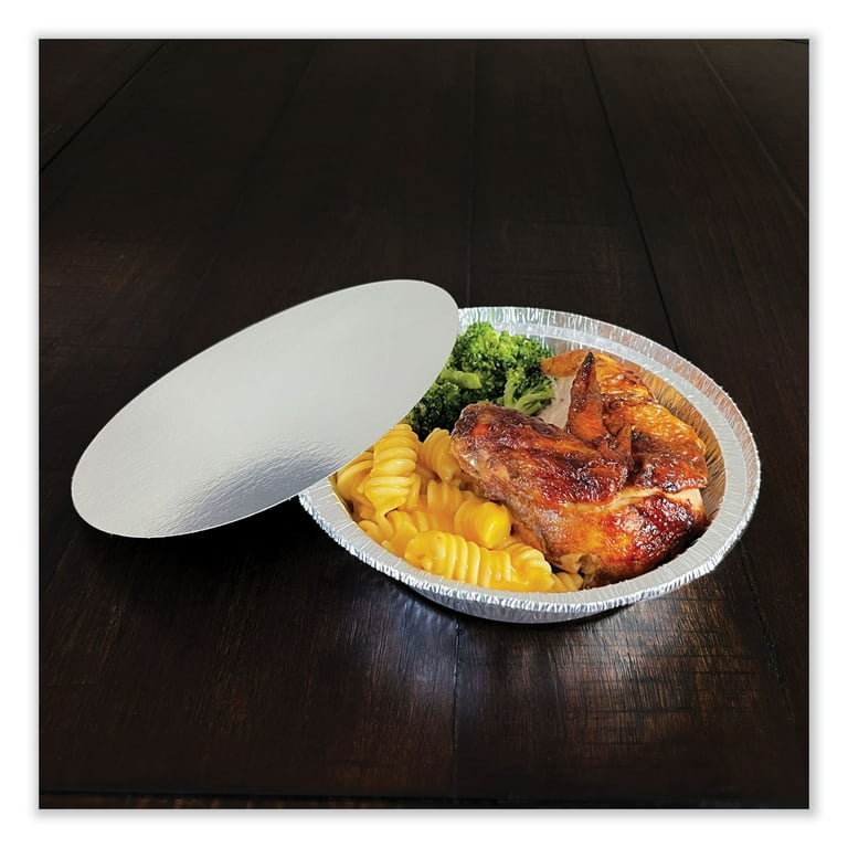 Round Aluminum To-Go Containers with Lid, 24 oz, 7 Round Aluminum To-Go Containers with Lid, 24 oz, 7
