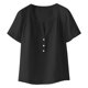 thumbnail image 5 of Craaazy Women's Casual V Neck Blouse, Solid Color Short Sleeve Cotton Linen Top, Loose Fit Comfy Henley Tunic for Daily Wear Gifts, 5 of 9
