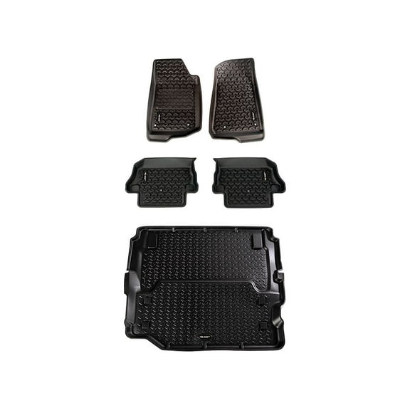 Rugged Ridge by RealTruck Floor Liners for Wrangler JLU 2-Door | Front/Rear/Cargo | 12988.07 | Compatible with 2018-2024 Jeep Wrangler JL 2-Door Full Cargo