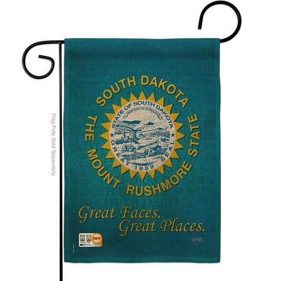 Breeze Decor BD-SS-G-108146-IP-DB-D-US13-BD 13 x 18.5 in. South Dakota Burlap Americana States Impressions Decorative Vertical Double Sided Garden Flag