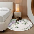 thumbnail image 2 of Round Area Rug 3.3 Ft, Spring Lavender Washable Non-Slip Circle Carpet for Living Room/Bedroom, Garden Botanical Leaves Butterflies Low-Profile Small Kitchen Mats Collection Rugs for Indoor, 2 of 8