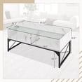 thumbnail image 3 of Gymax High-gloss LED Coffee Table w/ Faux Marble & Tempered Glass Top 4 Storage Cubes White, 3 of 10
