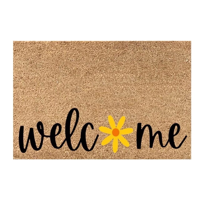HHBEAUTY Summer Welcome Doormat Spring Summer Mats Welcome Floor Mats Polyester Door Rug Beach Flowers Sunshine Non Slip Floor Mat for Indoor Outdoor Home Decor