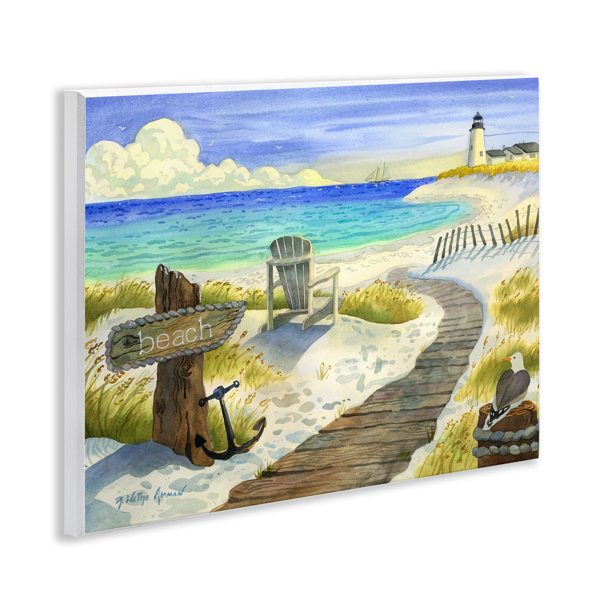 Stupell Industries Boardwalk To The Lighthouse Wall Plaque Art, design by Robin Altman